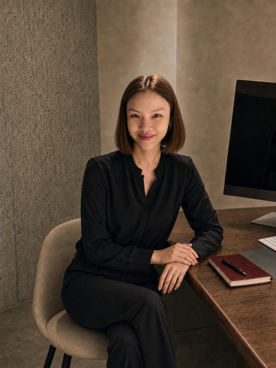 Agnes, founder of Agnes Studio, at her desk in Kuala Lumpur