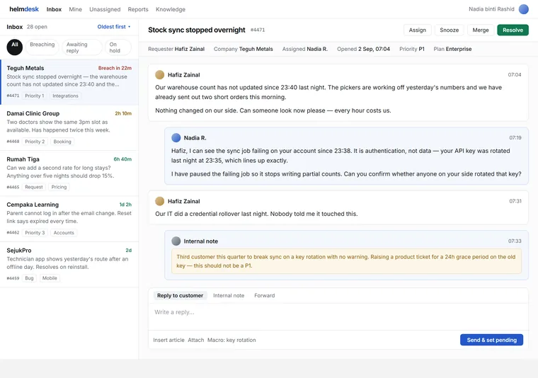 Support queue — a portal / web app design direction
