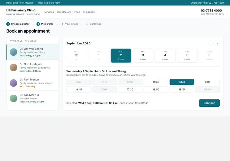 Clinic — a booking design direction