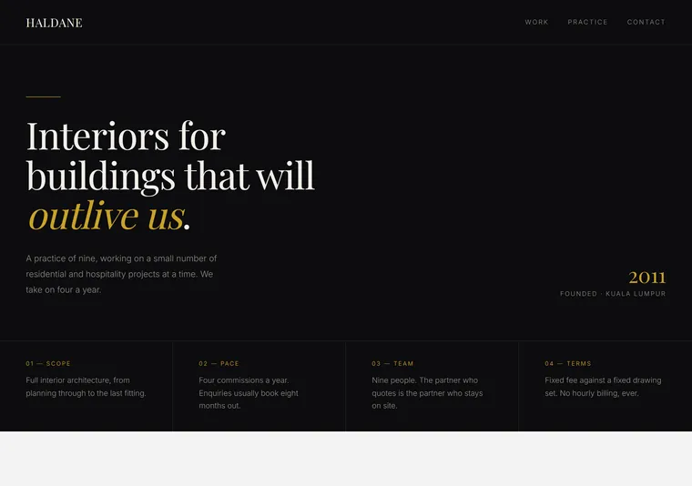 Dark premium — a company website design direction