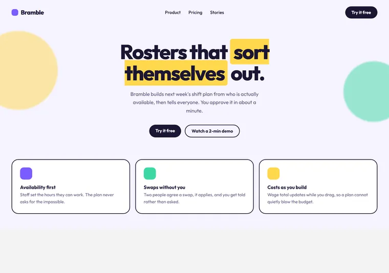 Playful startup — a company website design direction