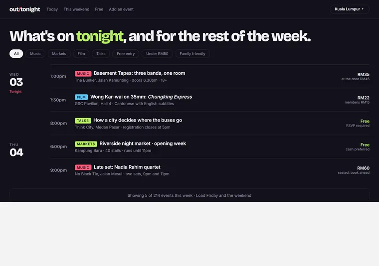 What's on — a directory design direction