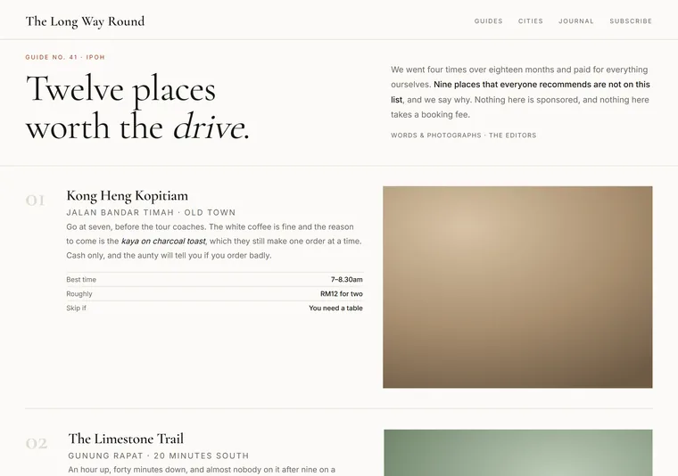 Curated guide — a directory design direction