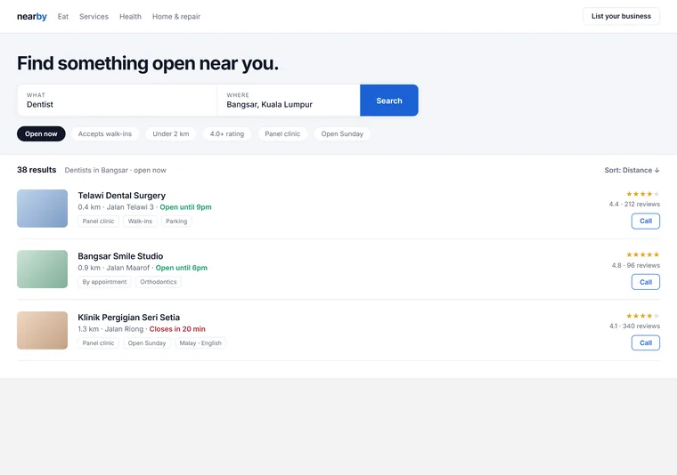 Search-first — a directory design direction