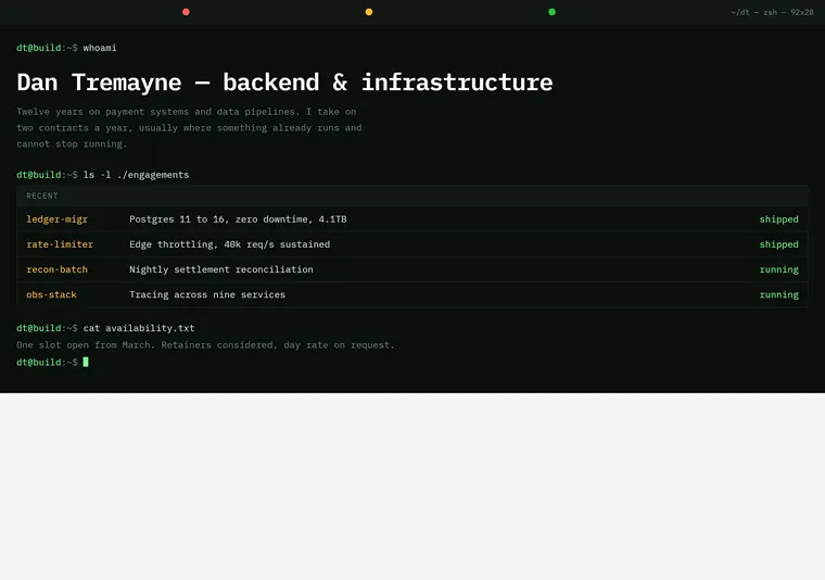 Terminal — a portfolio design direction