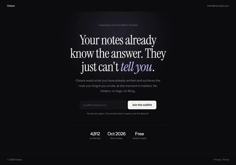 Pre-launch waitlist — a landing page design direction