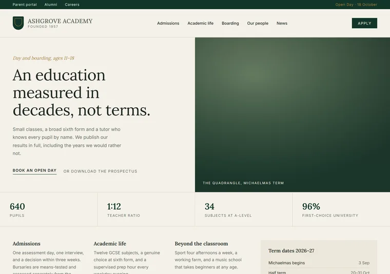 Institution — an education platform design direction