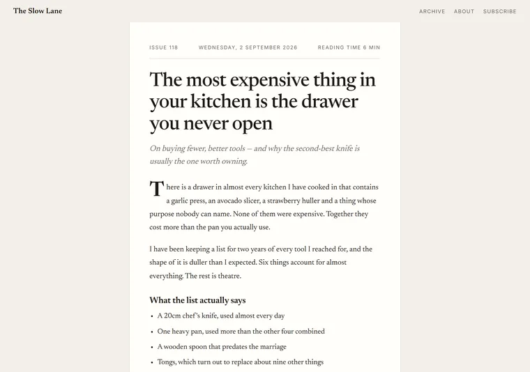 Newsletter — a blog / editorial design direction