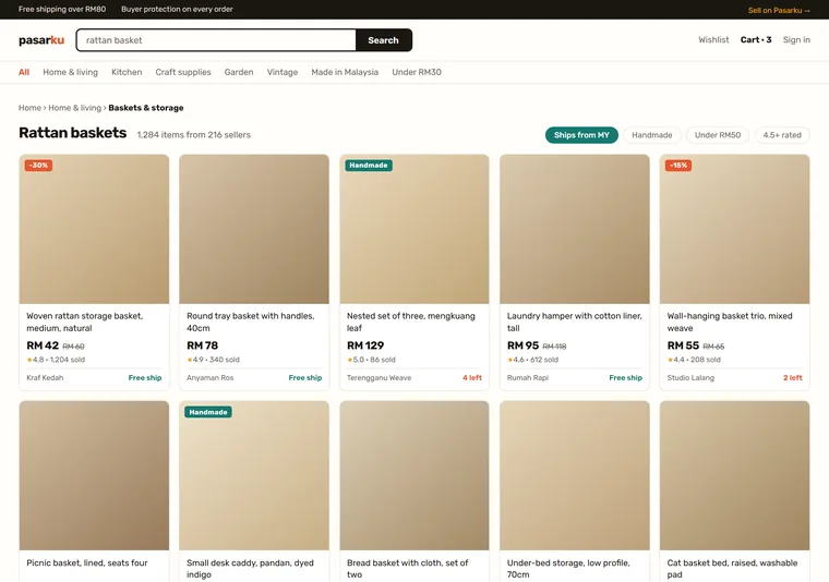 Marketplace — an e-commerce design direction