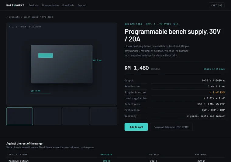 Spec sheet — an e-commerce design direction