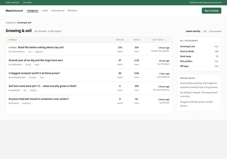 Community forum — a social network design direction